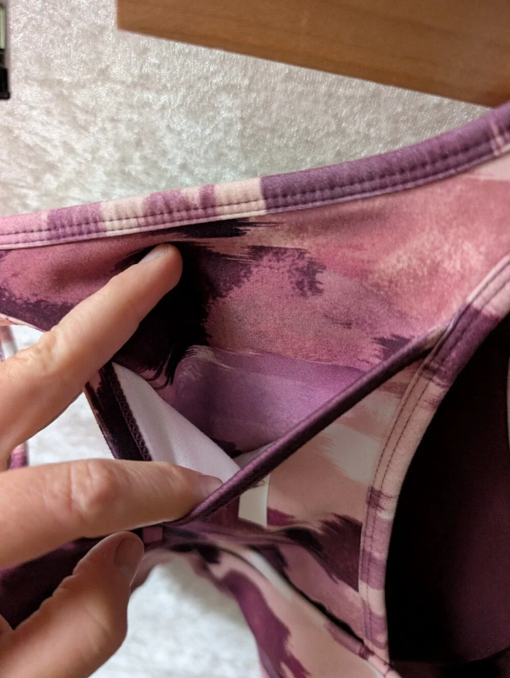 Reebok Pink Purple Pocket Sports Bra Padded Large